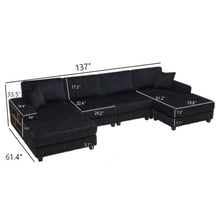 Load image into Gallery viewer, U-Shaped Convertible Sofa, 4 Seater Large Living Room Lounge
