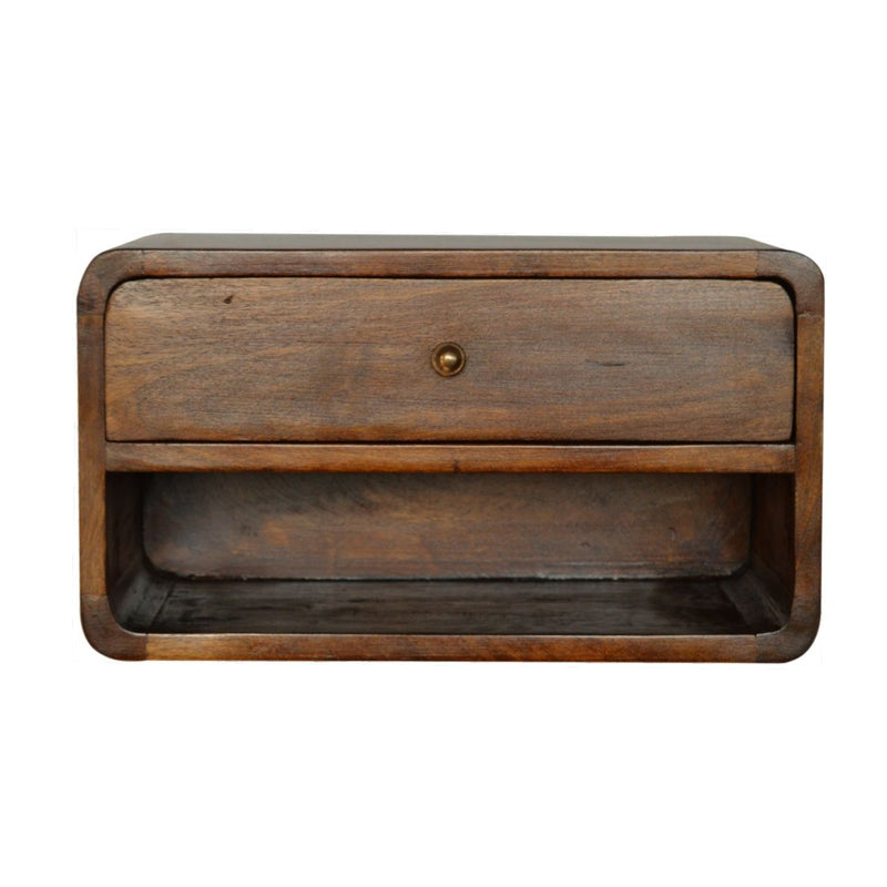 18" Modern Solid Wood One Drawer Floating Nightstand - Chestnut