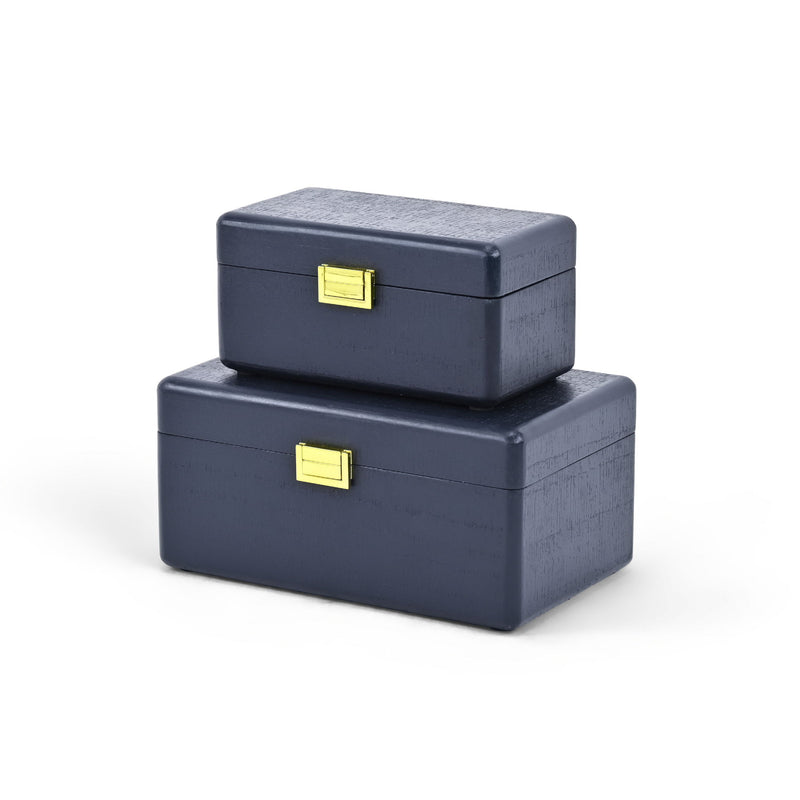 Hand Painted Decorative Box (Set of 2) - Navy Blue