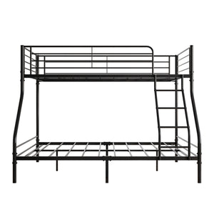 Heavy Duty Twin-Over-Full Metal Bunk Bed, Easy Assembly with Enhanced Upper-Level Guardrail, Black