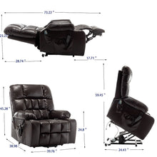 Load image into Gallery viewer, Lift Chair With Heat &amp; Massage, 2 Pockets, 2 Cup Holders, Dual Remote - Wine Red

