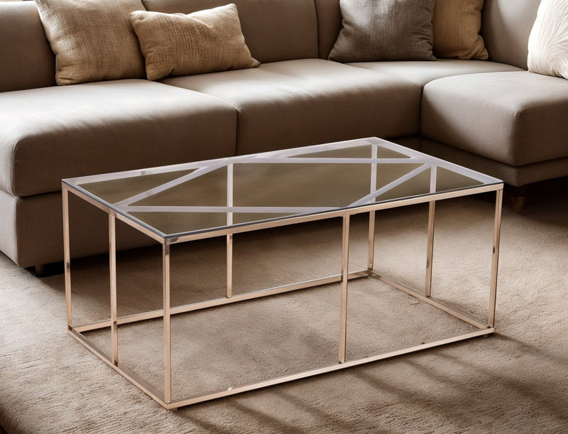 Glass And Metal Coffee Table - Clear / Champagne