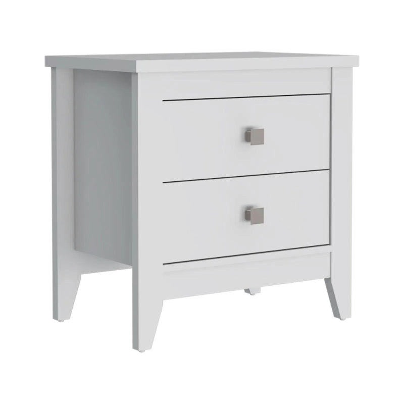 24" Two Drawer Faux Wood Nightstand - White