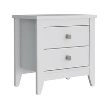 Load image into Gallery viewer, 24" Two Drawer Faux Wood Nightstand - White
