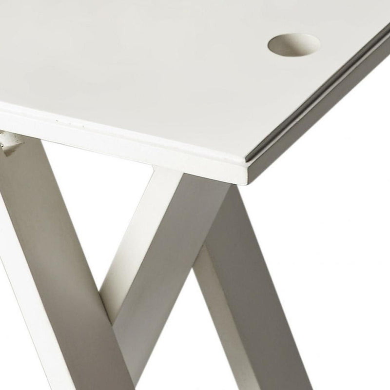Solid Wood Square Folding End Table - White