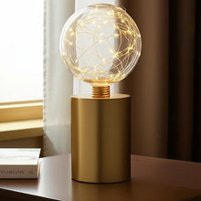 Load image into Gallery viewer, 8" Battery Operated Round Bedside Lamps With Globe Shades (Set of 2) - Gold
