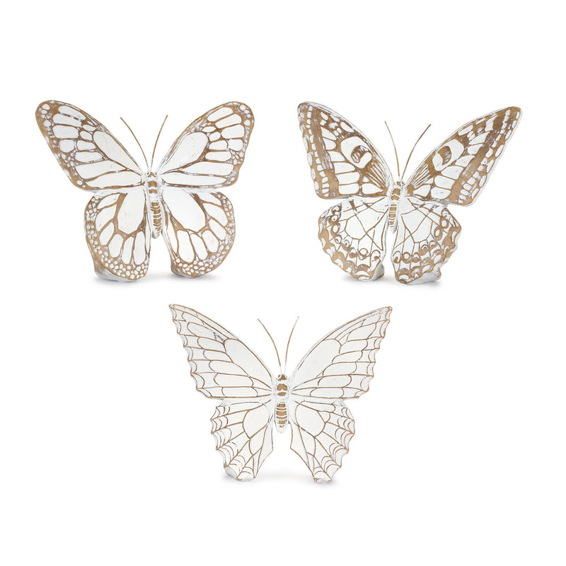 Poly Butterfly Tabletop Sculpture (Set of 3) - Brown / White