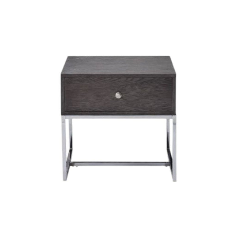 Manufactured Wood Rectangular End Table With Drawer - Chrome And Gray Oak