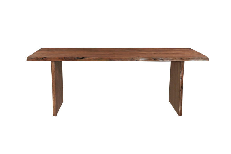 Live Edge Sled Base Wood Dining Table - Brown