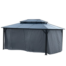 Load image into Gallery viewer, 10&#39;x13&#39; Hardtop Gazebo, Outdoor Polycarbonate Double Roof Canopy, Aluminum Frame Permanent Pavilion with Curtains and Netting, Sunshade for Garden, Patio, Lawns
