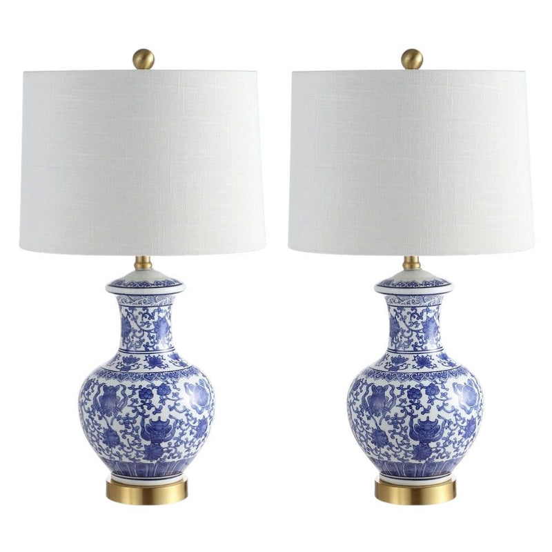 25" Novelty Table Lamps With Globe Shades (Set of 2) - Blue