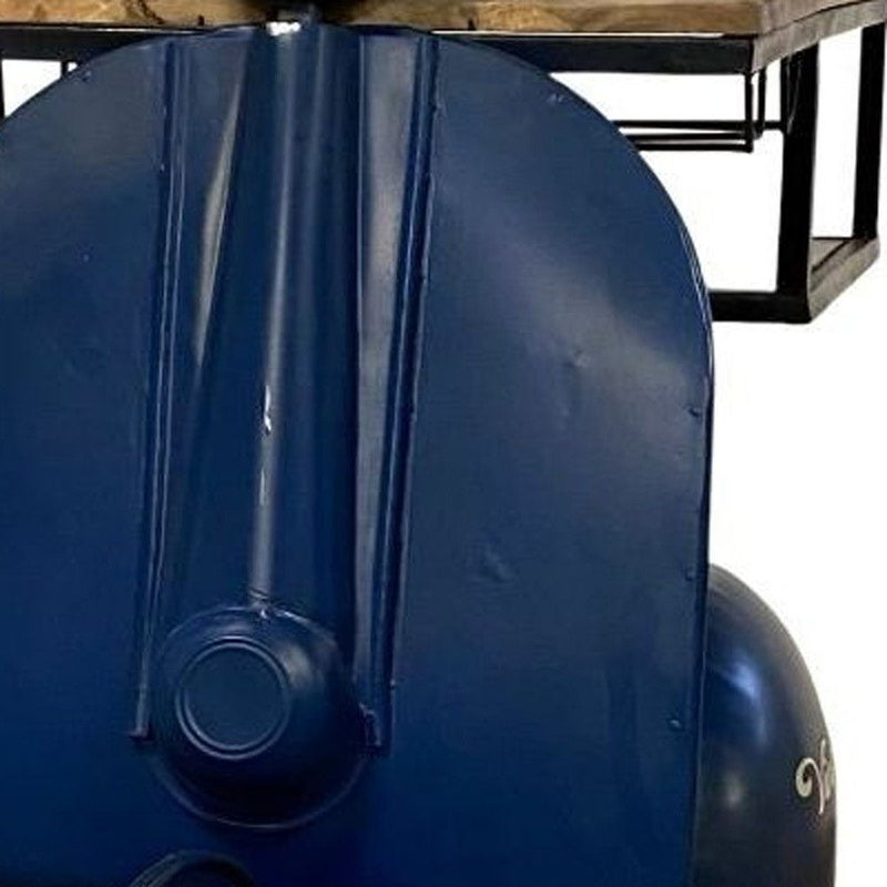 Solid Wood And Iron Kitchen Cart - Blue