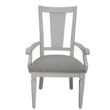 Load image into Gallery viewer, Upholstered Linen Solid Wood Open Back Dining Arm Chairs (Set of 2) - Light Gray
