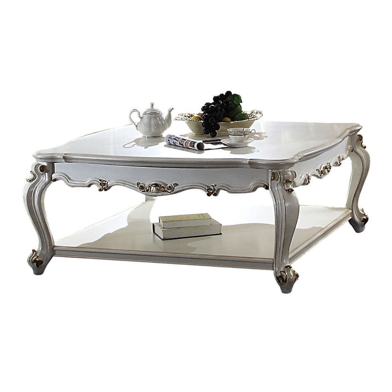 Solid And Manufactured Wood Coffee Table With Shelf - Pearl