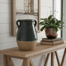 Load image into Gallery viewer, Block Round Jug Vase - Forest Green / Sand
