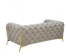 Load image into Gallery viewer, Velvet Chesterfield Loveseat - Beige / Gold
