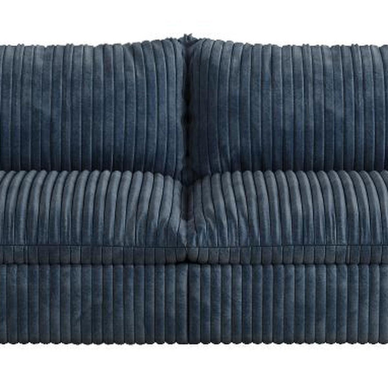 Corduroy Modular Sofa With Toss Pillows - Blue