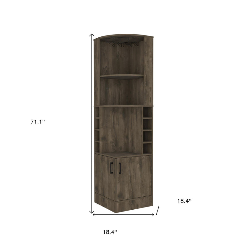 Corner Bar Cabinet With Two Doors - Dark Brown