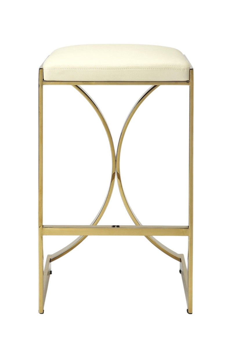 Backless Counter Height Bar Chair - Off White / Gold