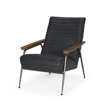 Load image into Gallery viewer, Genuine Leather Metal Arm Chair - Black
