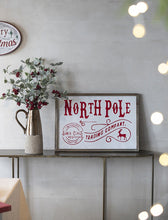 Load image into Gallery viewer, Iron / Wood North Pole Trading Company Wall Sign, For Christmas Holiday Table Wall Decor - White / Red
