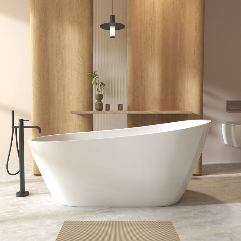 Special-Shaped Freestanding Slipper Bathtub, Overflow & Pop Up Drain