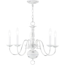 Load image into Gallery viewer, 18" Five Light Dimmable Chandelier With Shades - Antiqued White
