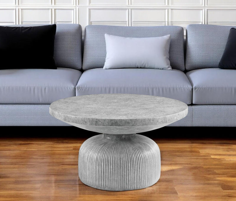 30" Cement Round Pedestal Coffee Table - Gray