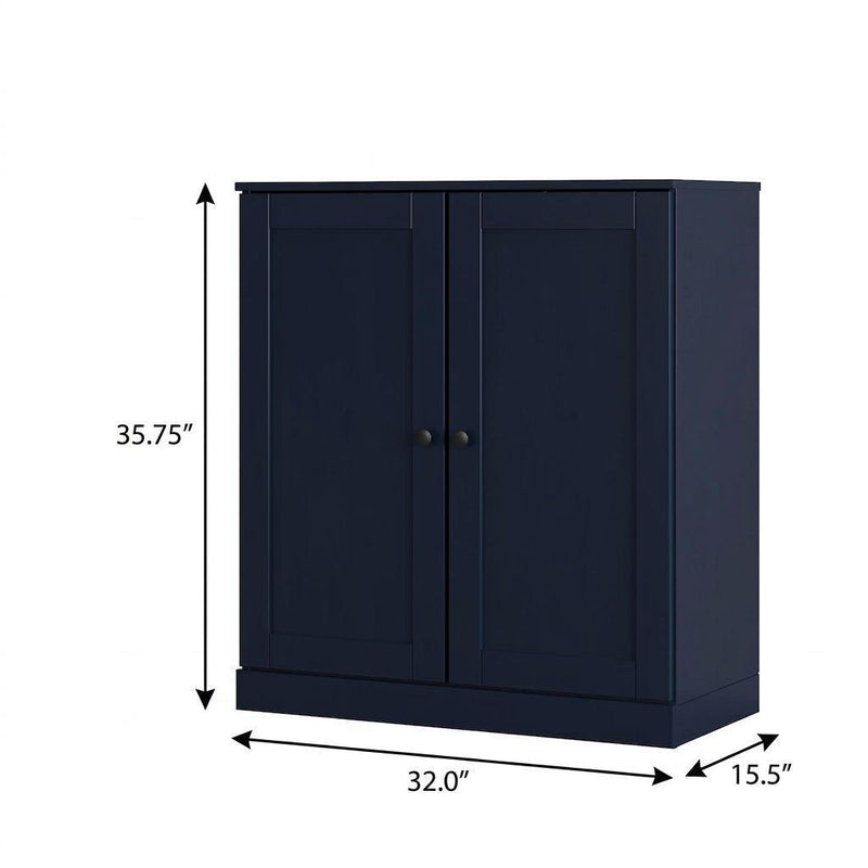 Twenty Pair Solid Woodshoe Storage Cabinet (752354) - Navy Blue
