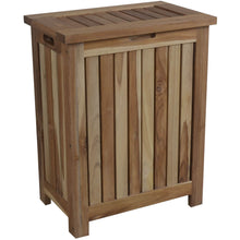Load image into Gallery viewer, Compact Teak Laundy Storage With Removable Bag - Natural
