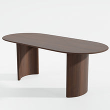 Load image into Gallery viewer, 66" Solid Wood Double Pedestal Base Dining Table - Brown
