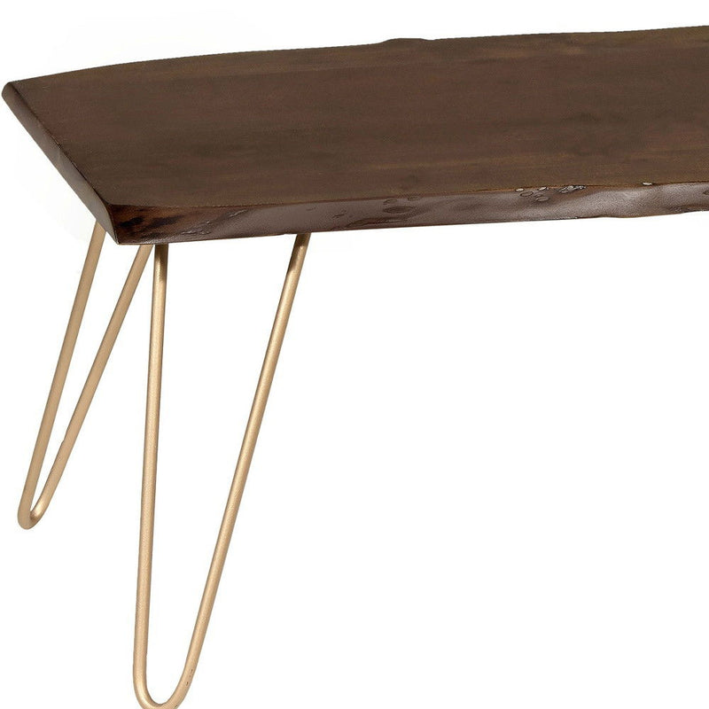 Solid Wood And Iron Coffee Table - Brown And Gold
