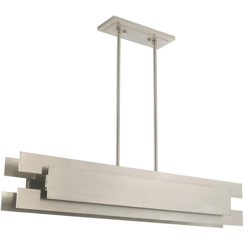 Five Light Dimmable Chandelier With Shades - Nickel