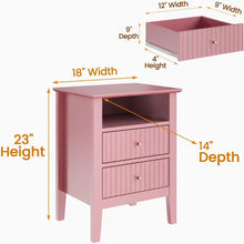 Load image into Gallery viewer, Fluted Nightstand With 2 Drawers
