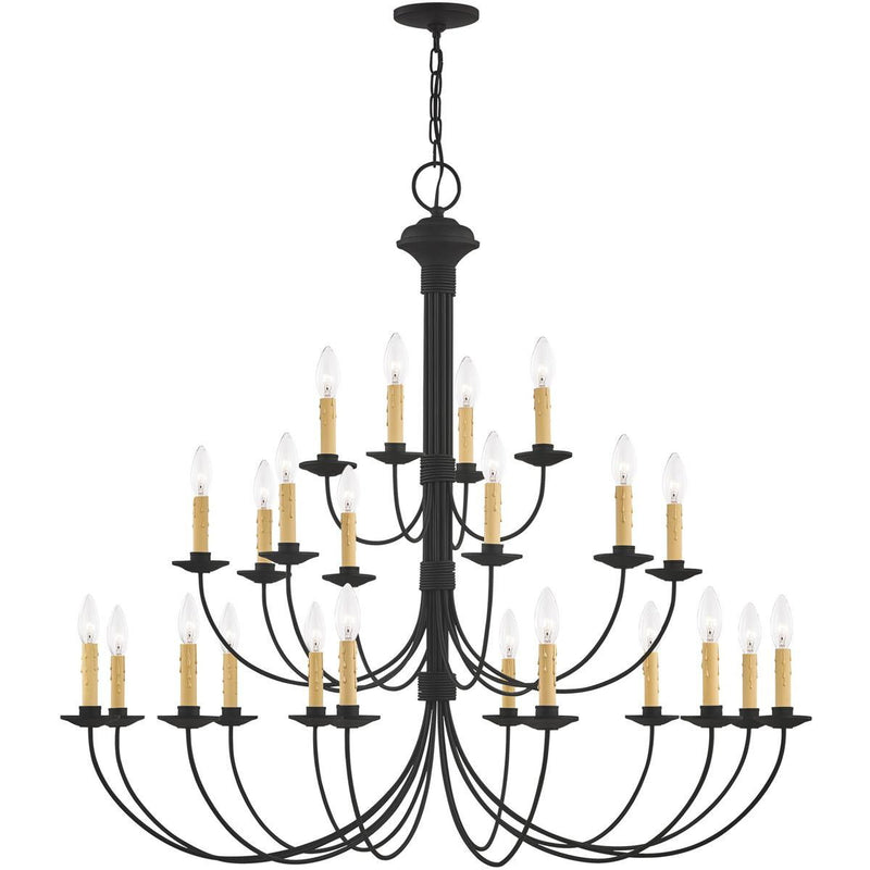 40" Multi Light Dimmable Chandelier With Shades - Black