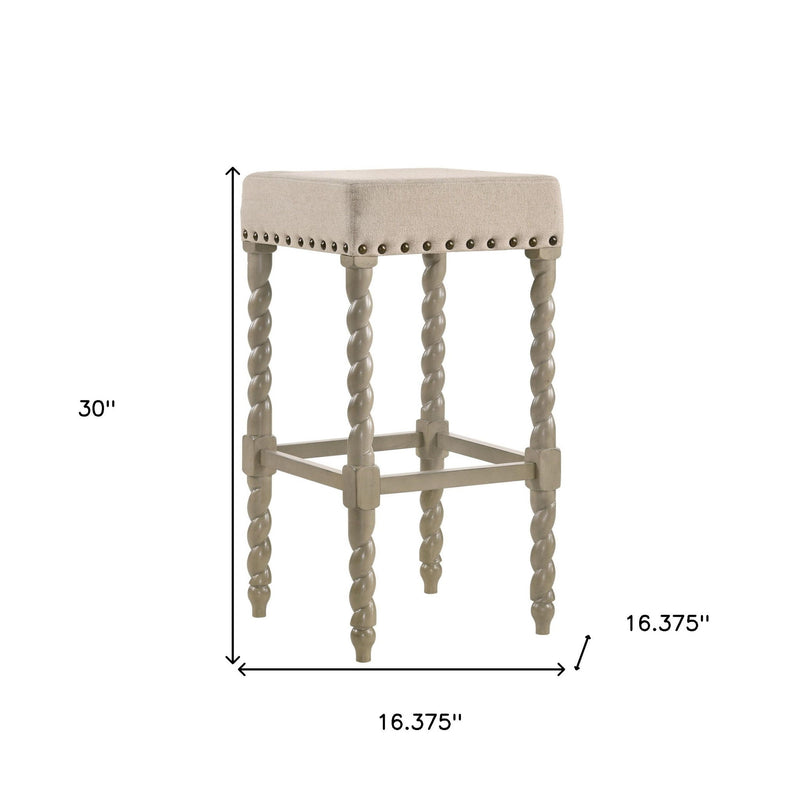 Backless Bar Height Chair With Footrest 30" - Cream And Gray