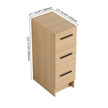 Load image into Gallery viewer, Slim Freestanding Bathroom Storage Cabinet, 3 Drawers - Light Oak
