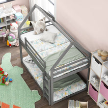 Load image into Gallery viewer, Twin over Twin Low Bunk Bed, House Bed with Ladder , Gray(OLD SKU:WF197808AAE)
