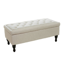 Load image into Gallery viewer, Button-Tufted Upholstered Ottoman With Hidden Storage - Linen
