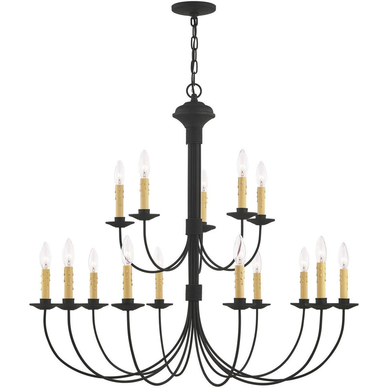 33" Multi Light Dimmable Chandelier With Shades - Black