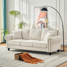 Load image into Gallery viewer, 3 Seater Sofa With Tufted Upholstery, Rolled Arms, Nailhead Trim
