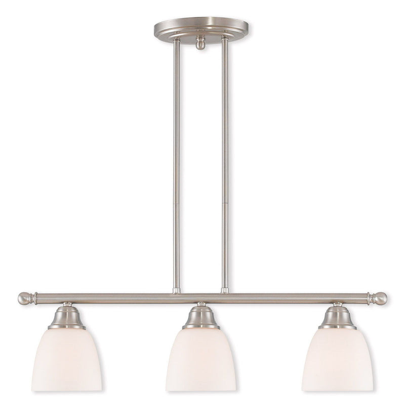 14" Three Light Dimmable Chandelier With Shades - Nickel