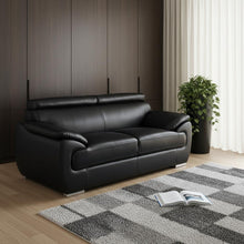 Load image into Gallery viewer, Faux Leather Love Seat - Silver / Black
