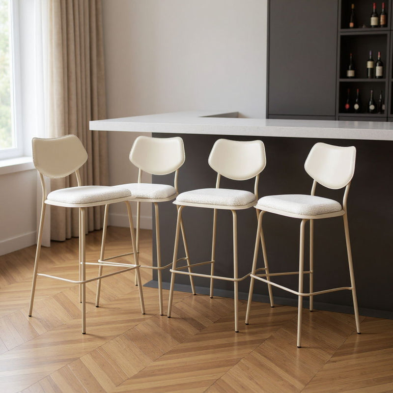 Fabric Faux Leather Bar Height Bar Chairs (Set of 4) - Light Gray