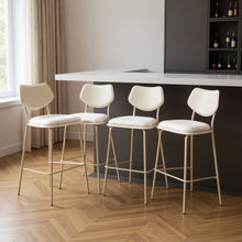 Load image into Gallery viewer, Fabric Faux Leather Bar Height Bar Chairs (Set of 4) - Light Gray
