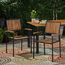 Load image into Gallery viewer, Vermilion - Outdoor Dining Chair With Vertical Slat And Wooden Arm
