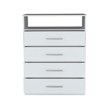 Load image into Gallery viewer, Four Drawer Dresser With Open Shelf - White
