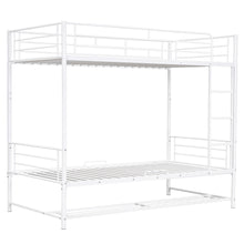 Load image into Gallery viewer, Twin Over Twin Metal Bunk Bed with Shelf and Guardrails, White
