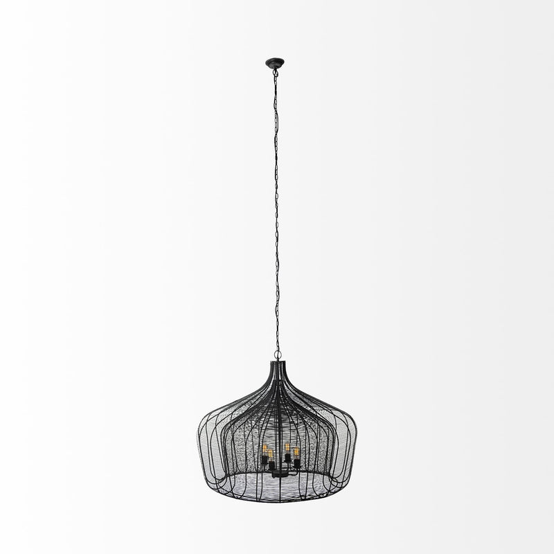 Four Light Dimmable Chandelier With Shades - Black