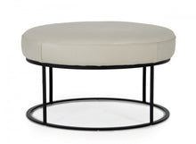 Load image into Gallery viewer, Faux Leather And Black Ottoman - Light Gray
